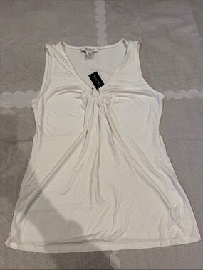 Vanity Fair White Sleeveless Ring-Detail Tank